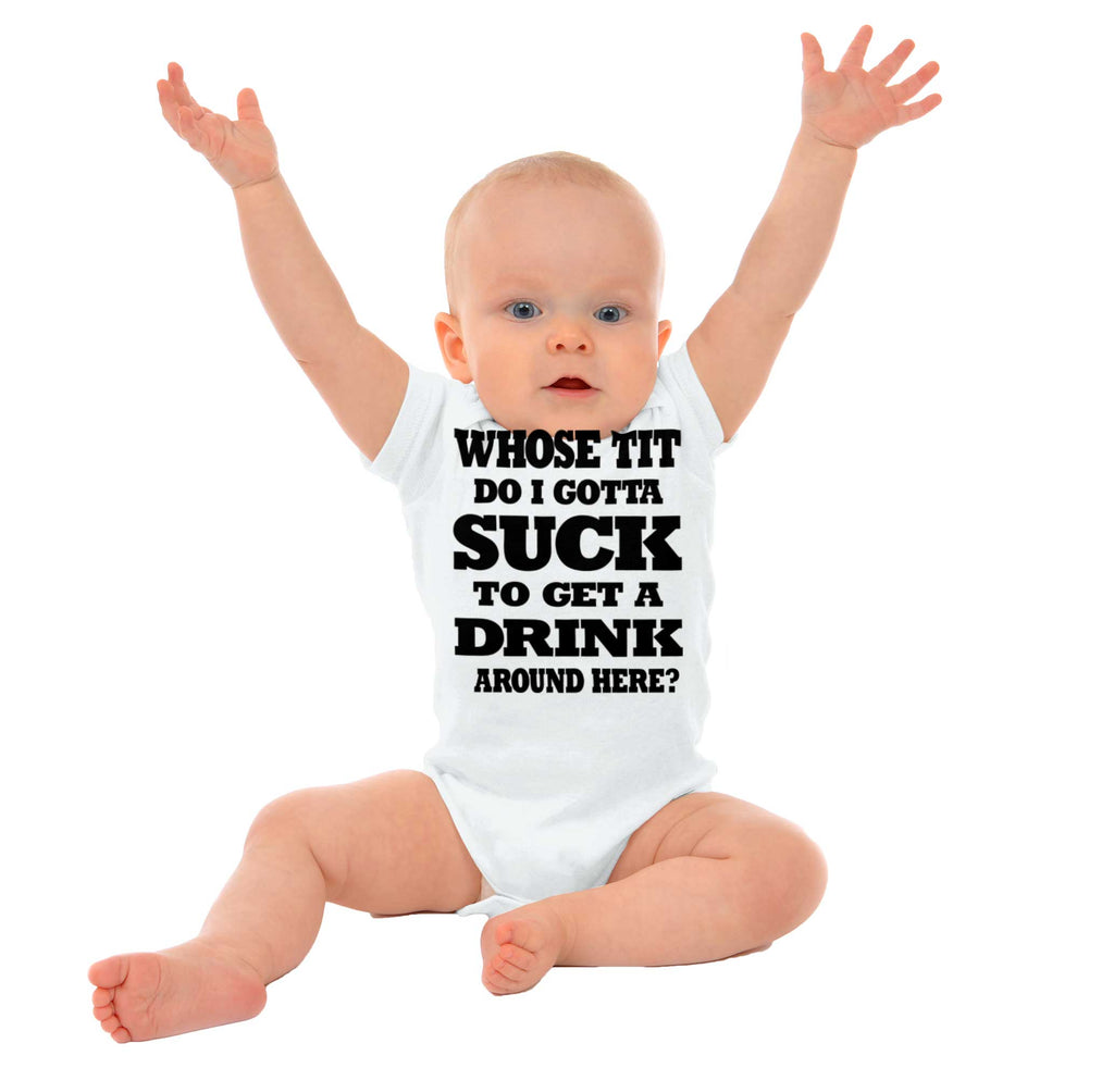 Get A Drink Romper Bodysuit-Direct To Garment Print-Brisco Baby