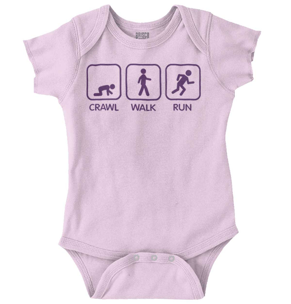 Crawl Walk Run Romper Bodysuit-Direct To Garment Print-Brisco Baby