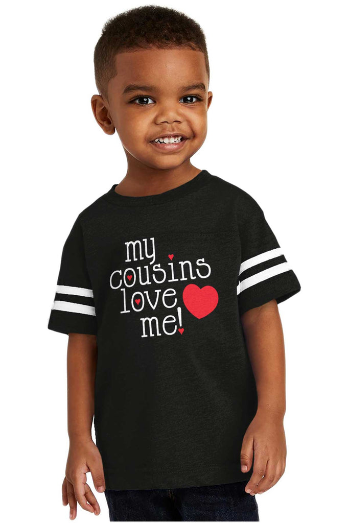 Cousins Love Me Toddler Football Jersey Tee-Direct To Garment Print-Brisco Baby