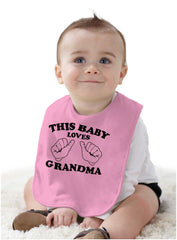 Baby Loves Grandma Infant Baby Bib-Direct To Garment Print-Brisco Baby
