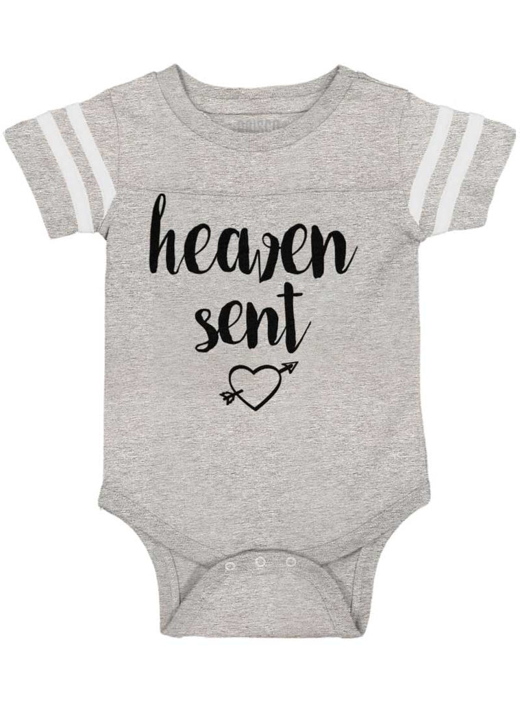 Heaven Sent Football Romper Bodysuit-Direct To Garment Print-Brisco Baby