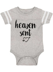 Heaven Sent Football Romper Bodysuit-Direct To Garment Print-Brisco Baby