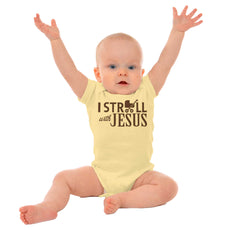 Stroll With Jesus Romper Bodysuit-Direct To Garment Print-Brisco Baby