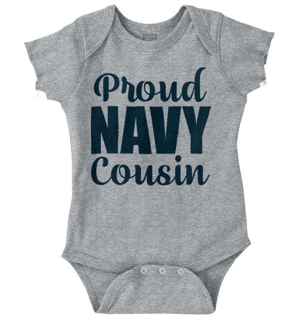 Proud Navy Cousin Romper Bodysuit-Direct To Garment Print-Brisco Baby
