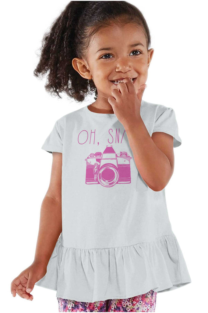 Oh Snap Camera Toddler Ruffle Bottom Tee-Direct To Garment Print-Brisco Baby