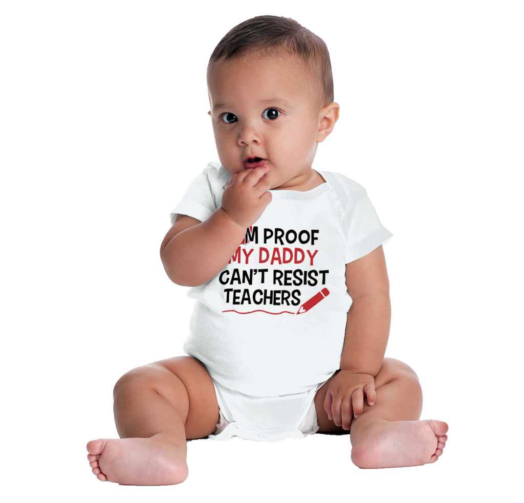 Cant Resist Teachers Romper Bodysuit-Direct To Garment Print-Brisco Baby