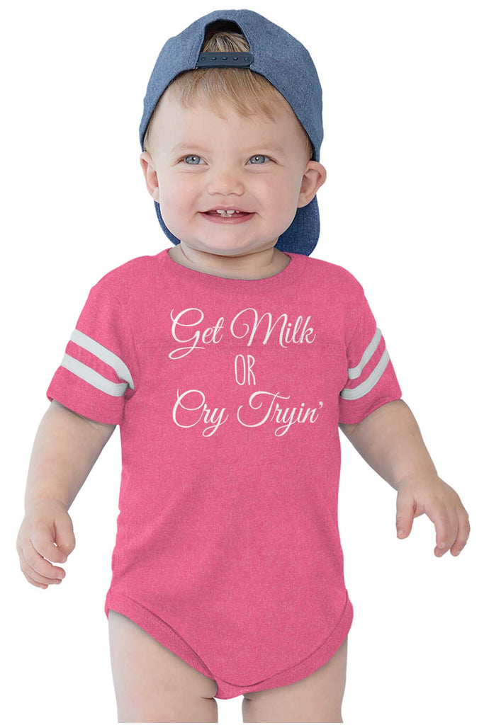 Get Milk Football Romper Bodysuit-Direct To Garment Print-Brisco Baby