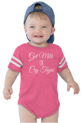 Get Milk Football Romper Bodysuit-Direct To Garment Print-Brisco Baby