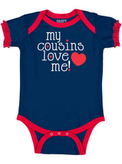 Cousins Love Me Baby Ruffled Trim Romper-Direct To Garment Print-Brisco Baby