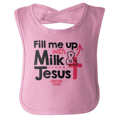 Milk And Jesus Infant Baby Bib-Direct To Garment Print-Brisco Baby