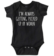 Picked Up By Ladies Romper Bodysuit-Direct To Garment Print-Brisco Baby