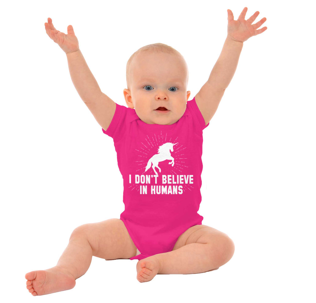 Don't Believe In Humans Romper Bodysuit-Direct To Garment Print-Brisco Baby