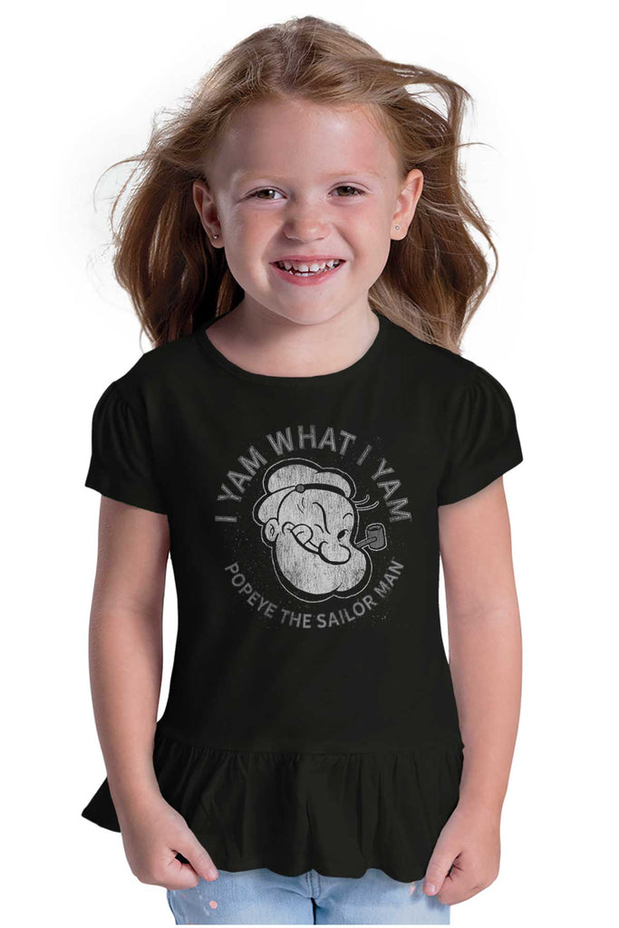 I Yam What I Yam Toddler Ruffle Bottom Tee-Direct To Garment Print-Brisco Baby