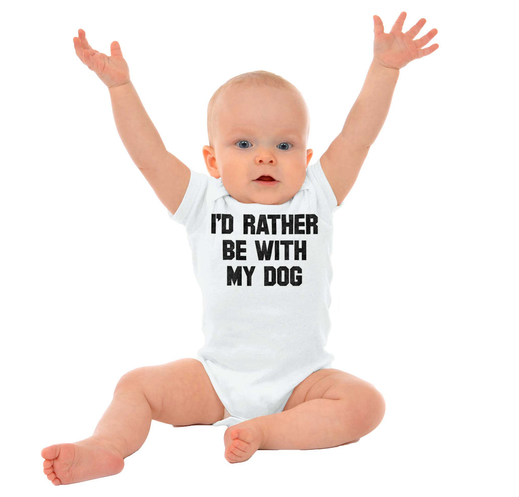 Rather Be With Dog Romper Bodysuit-Direct To Garment Print-Brisco Baby