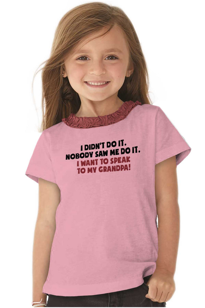 I Didn't Do It Toddler Ruffled Trim T-Shirt-Direct To Garment Print-Brisco Baby