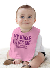 Uncle Loves Me Bought Shirt Infant Baby Bib-Direct To Garment Print-Brisco Baby