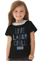 Live Laugh Chill Toddler Ruffled Trim T-Shirt-Direct To Garment Print-Brisco Baby