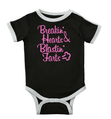 Blastin Farts Ringer Romper Bodysuit-Direct To Garment Print-Brisco Baby