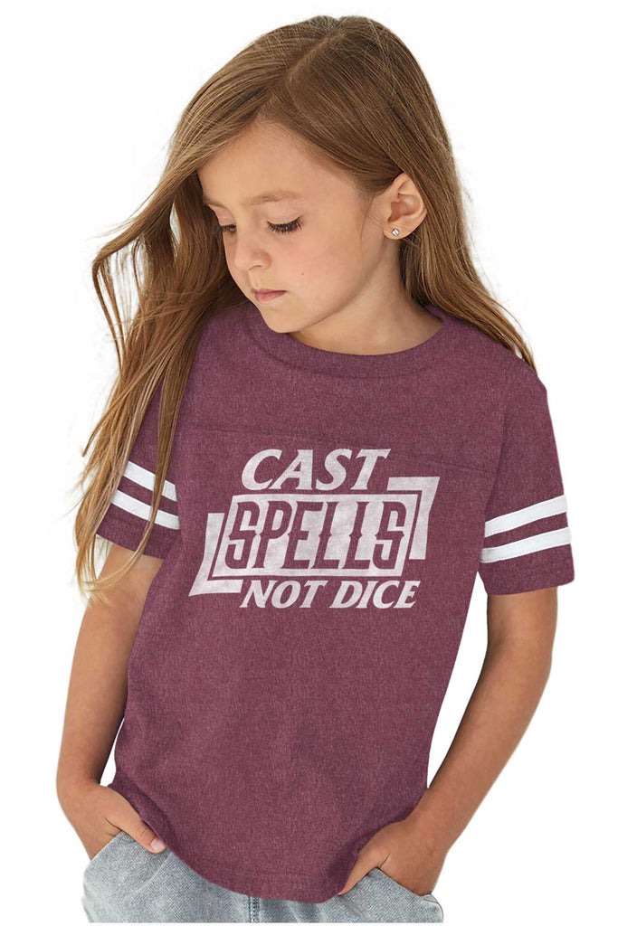 Cast Spells Not Dice Dungeons Toddler Football Jersey Tee-Direct To Garment Print-Brisco Baby