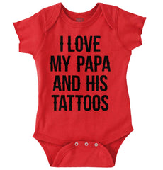 I Love Papa And Tattoos Romper Bodysuit-Direct To Garment Print-Brisco Baby