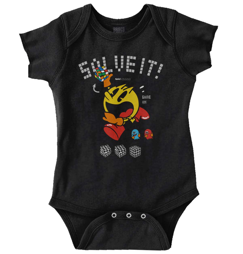 Solve It Pac-Man Romper Bodysuit-Direct To Garment Print-Brisco Baby