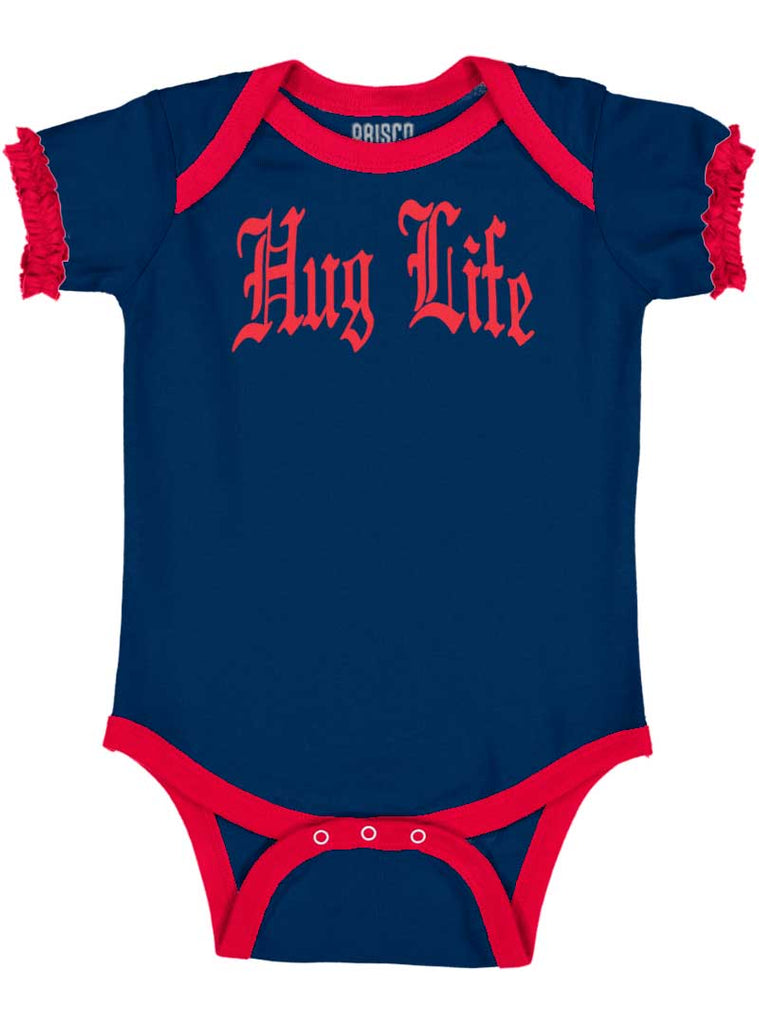 Hug Life Baby Ruffled Trim Romper-Direct To Garment Print-Brisco Baby