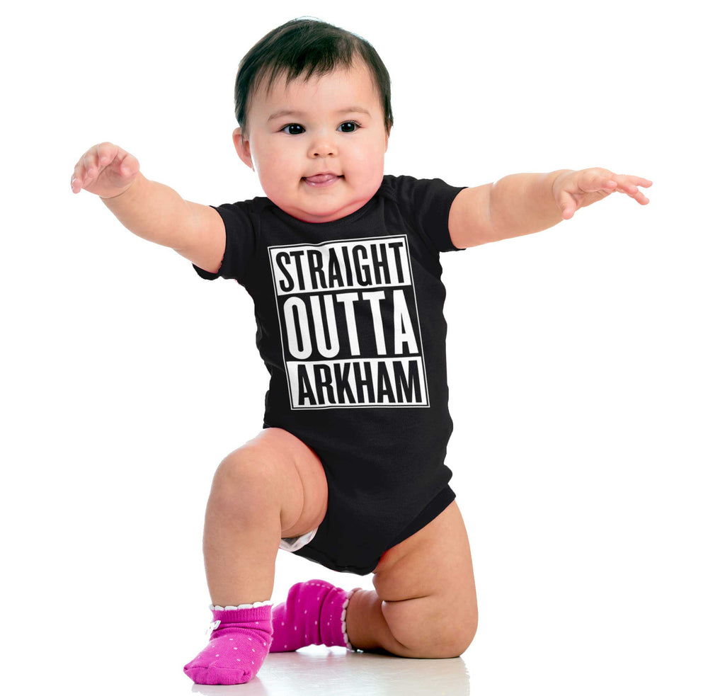 Straight Outta Arkham Romper Bodysuit-Direct To Garment Print-Brisco Baby