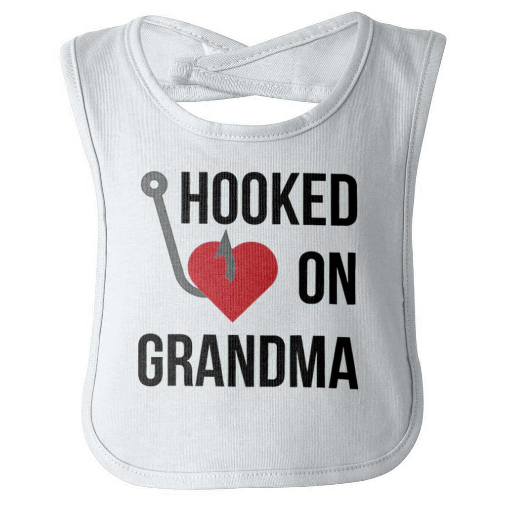 Hooked On Grandma Infant Baby Bib-Direct To Garment Print-Brisco Baby