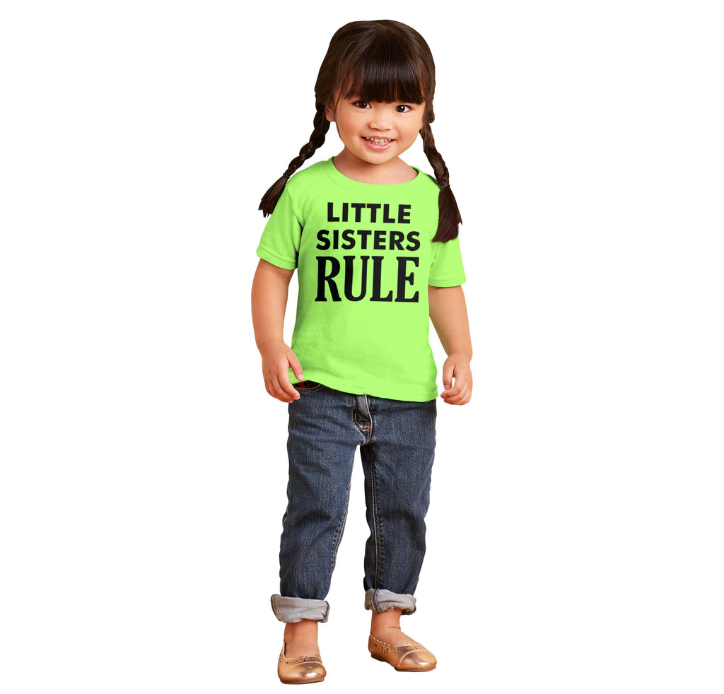 Little Sisters Rule Infant Toddler T Shirt-Direct To Garment Print-Brisco Baby