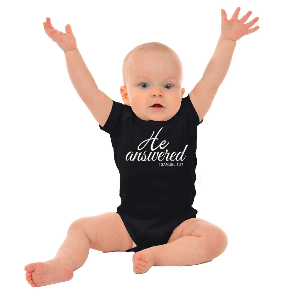 He Answered Romper Bodysuit-Direct To Garment Print-Brisco Baby