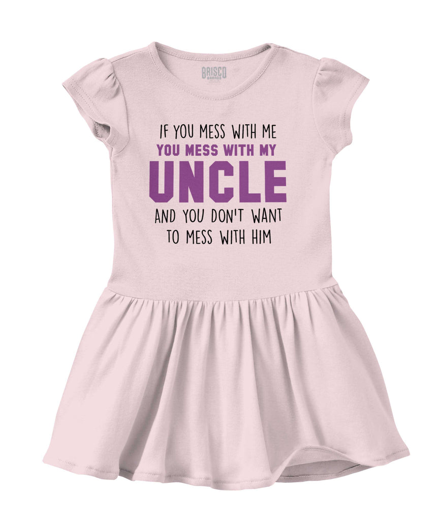 Mess With My Uncle Solid Baby Infant Dress-Direct To Garment Print-Brisco Baby