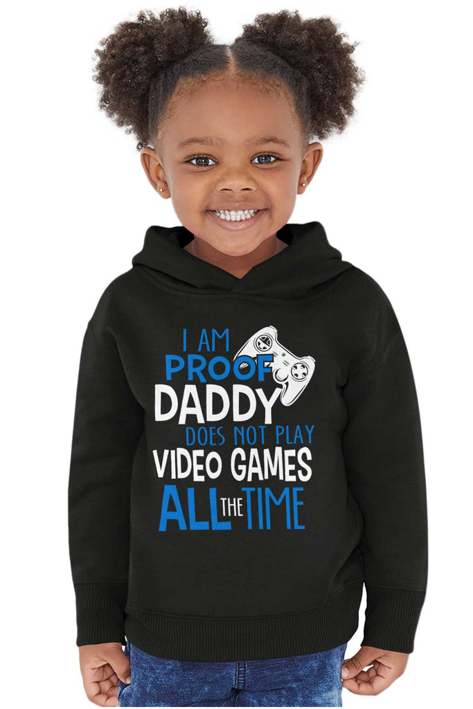 Daddy Plays Video Games Toddler Pullover Hoodie-Direct To Garment Print-Brisco Baby