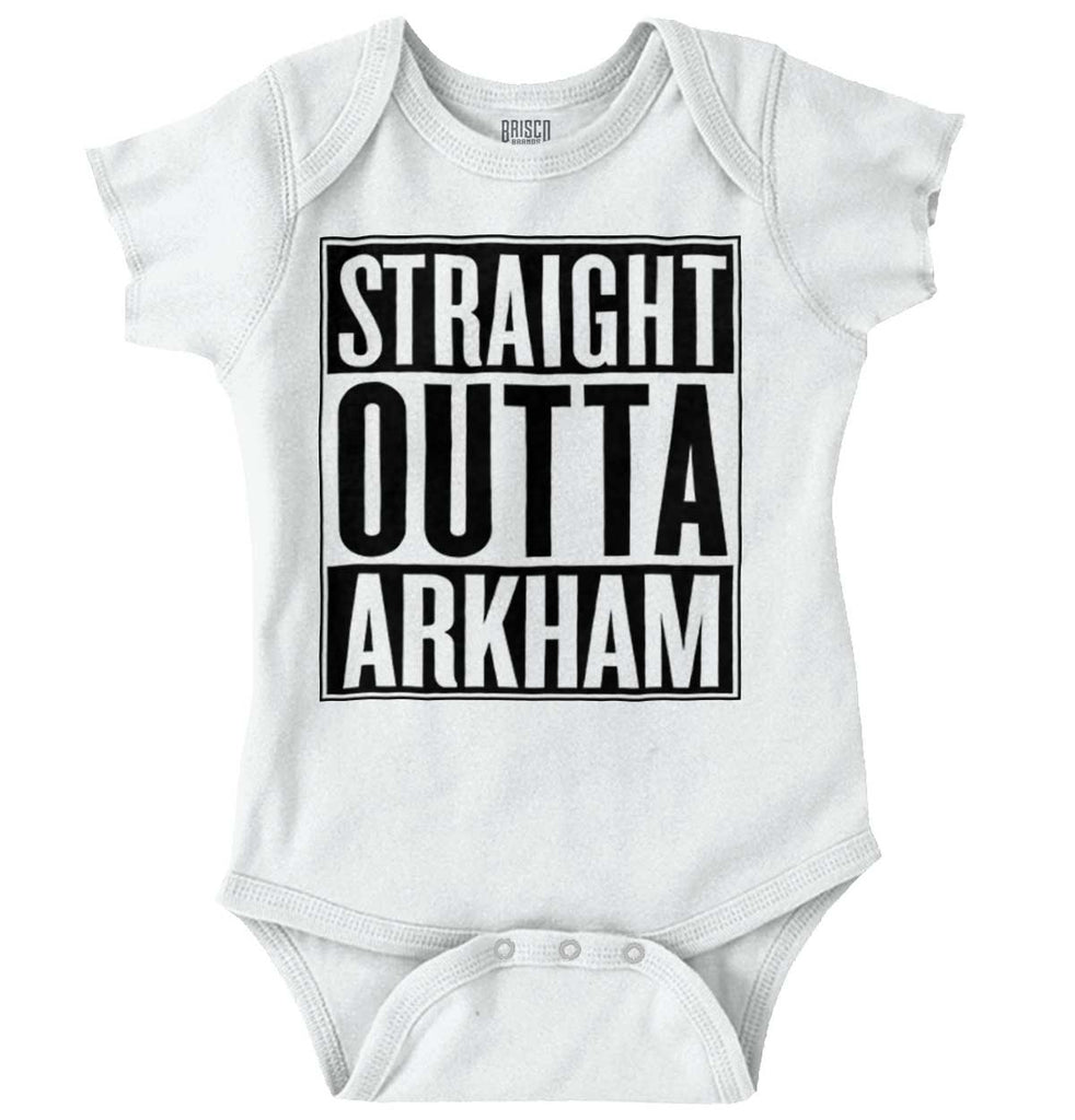 Straight Outta Arkham Romper Bodysuit-Direct To Garment Print-Brisco Baby