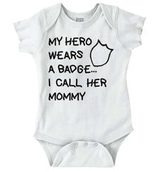 Hero Wears Badge Romper Bodysuit-Direct To Garment Print-Brisco Baby