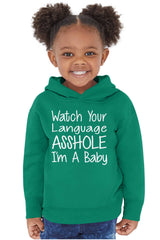 Watch The Language Toddler Pullover Hoodie-Direct To Garment Print-Brisco Baby