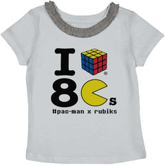 I Love The 80s Toddler Ruffled Trim T-Shirt-Direct To Garment Print-Brisco Baby