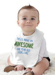 Awesome One Year Old Infant Baby Bib-Direct To Garment Print-Brisco Baby