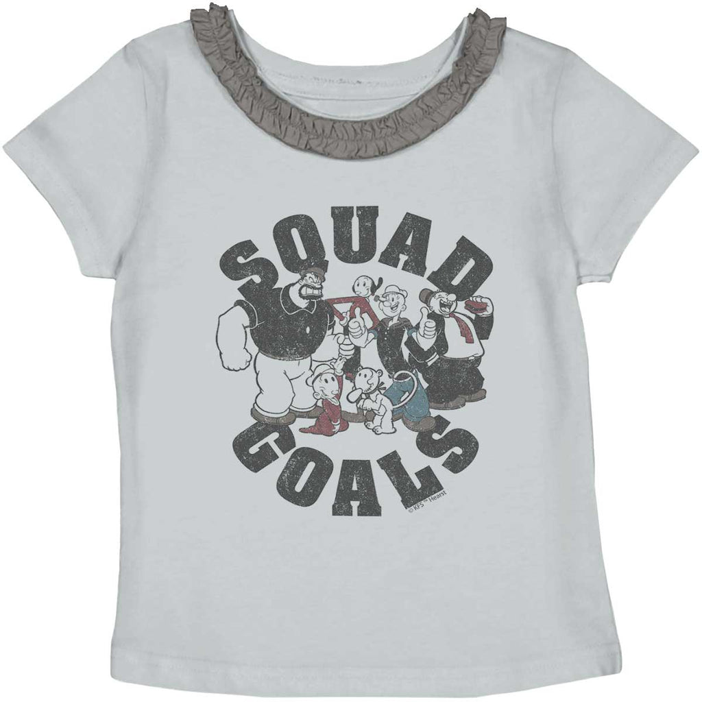 Squad Goals Toddler Ruffled Trim T-Shirt-Direct To Garment Print-Brisco Baby