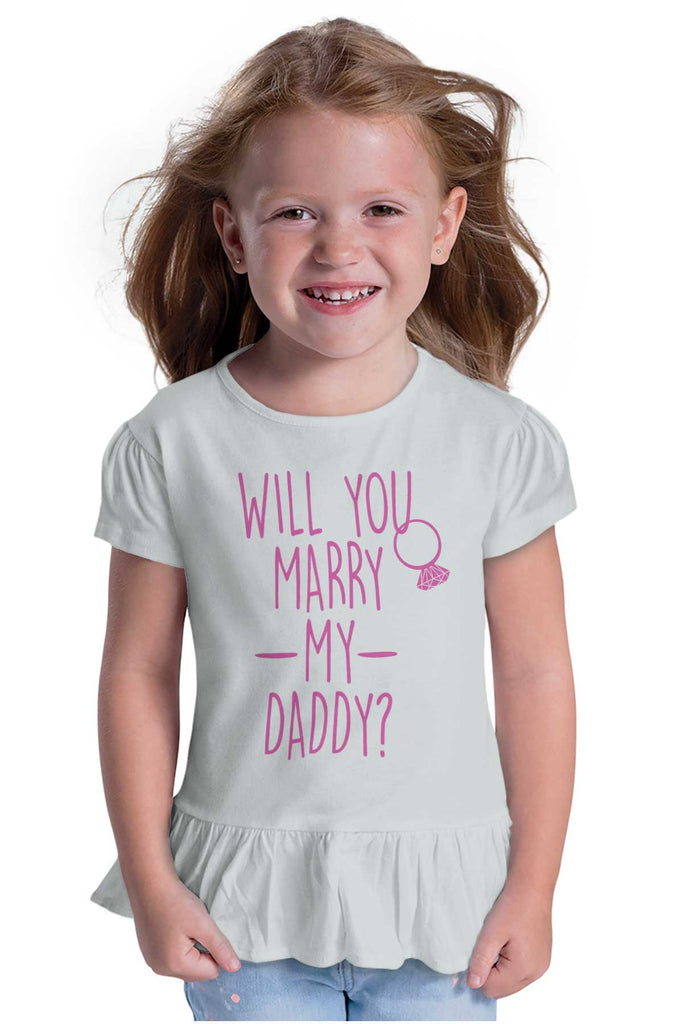 Marry My Daddy Toddler Ruffle Bottom Tee-Direct To Garment Print-Brisco Baby