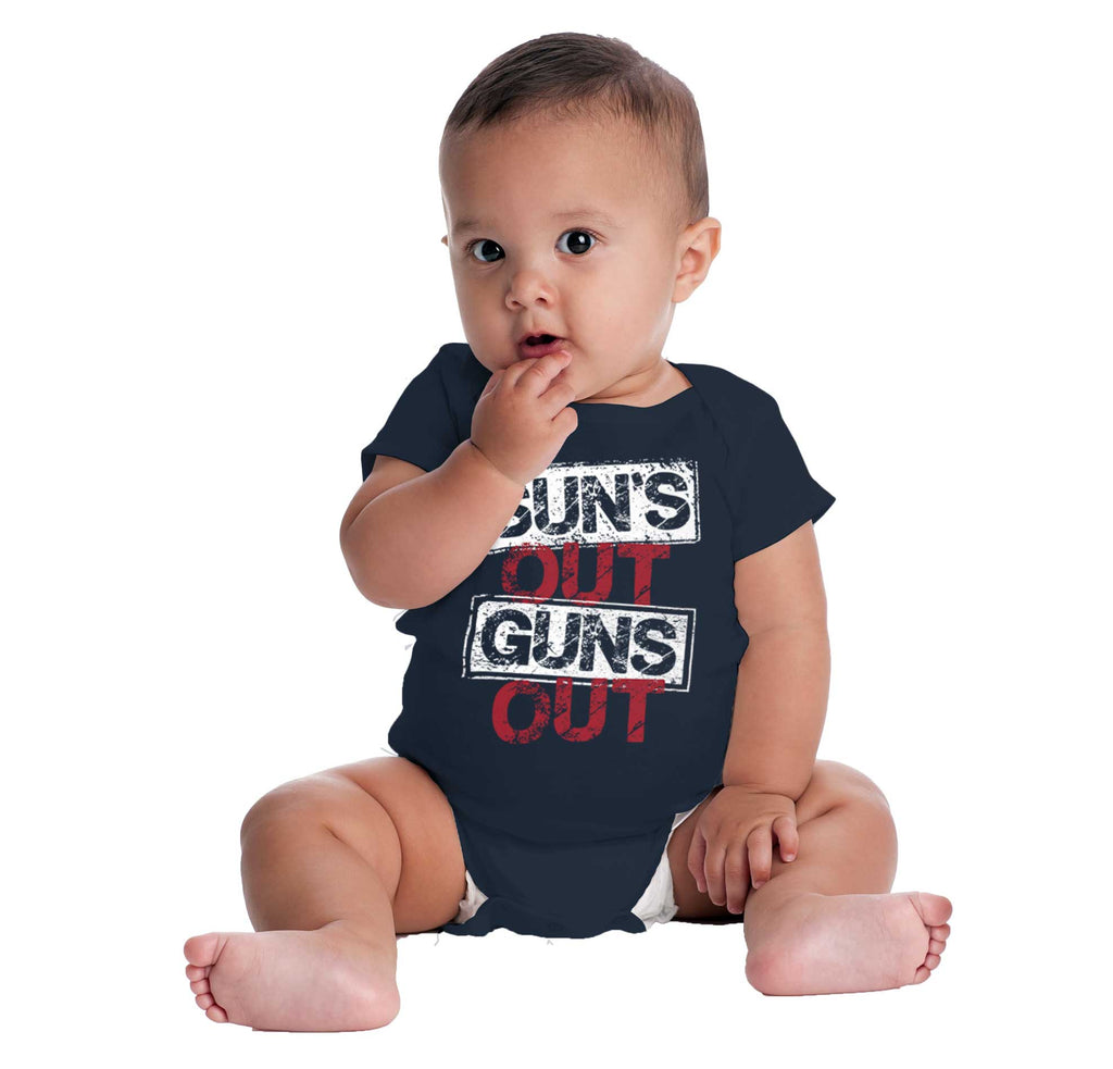 Guns Out Romper Bodysuit-Direct To Garment Print-Brisco Baby
