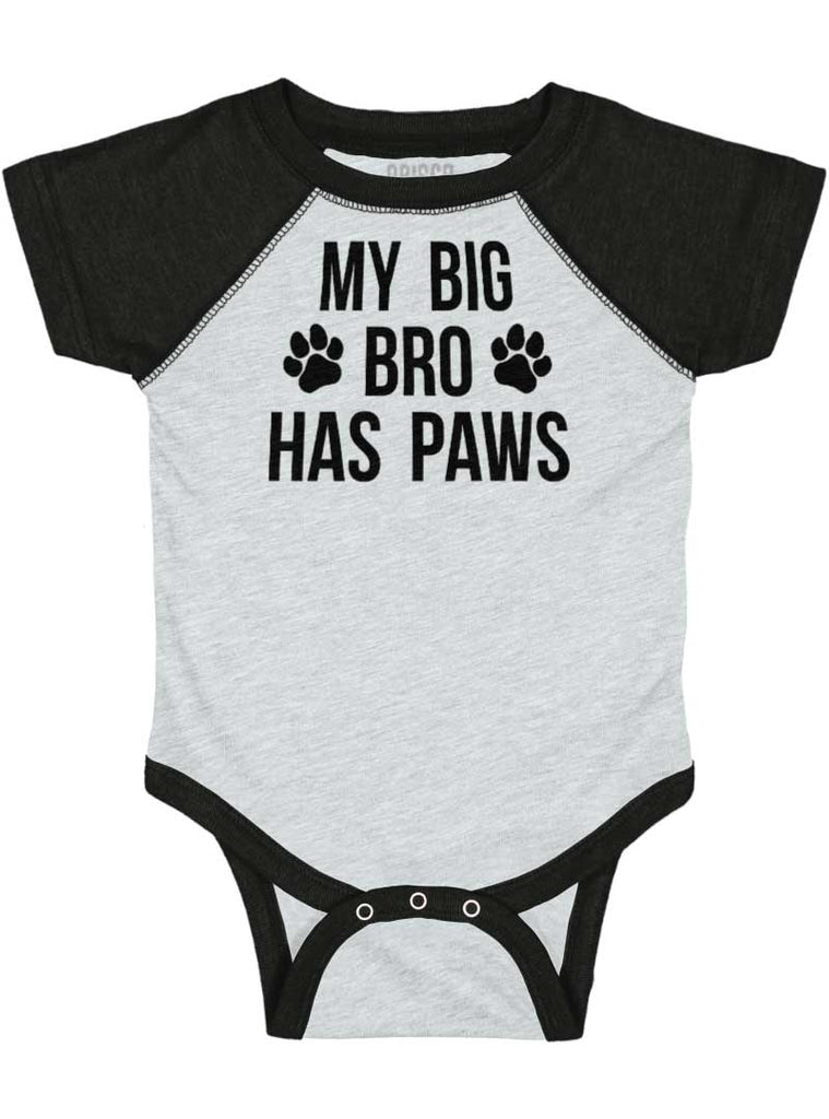 Big Bro Has Paws Raglan Romper Bodysuit-Direct To Garment Print-Brisco Baby