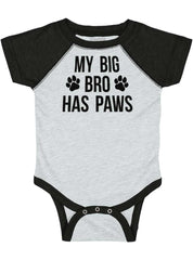 Big Bro Has Paws Raglan Romper Bodysuit-Direct To Garment Print-Brisco Baby