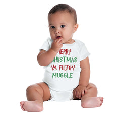 Merry Christmas Muggle Romper Bodysuit-Direct To Garment Print-Brisco Baby