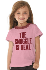 Snuggle Is Real Toddler Ruffled Trim T-Shirt-Direct To Garment Print-Brisco Baby