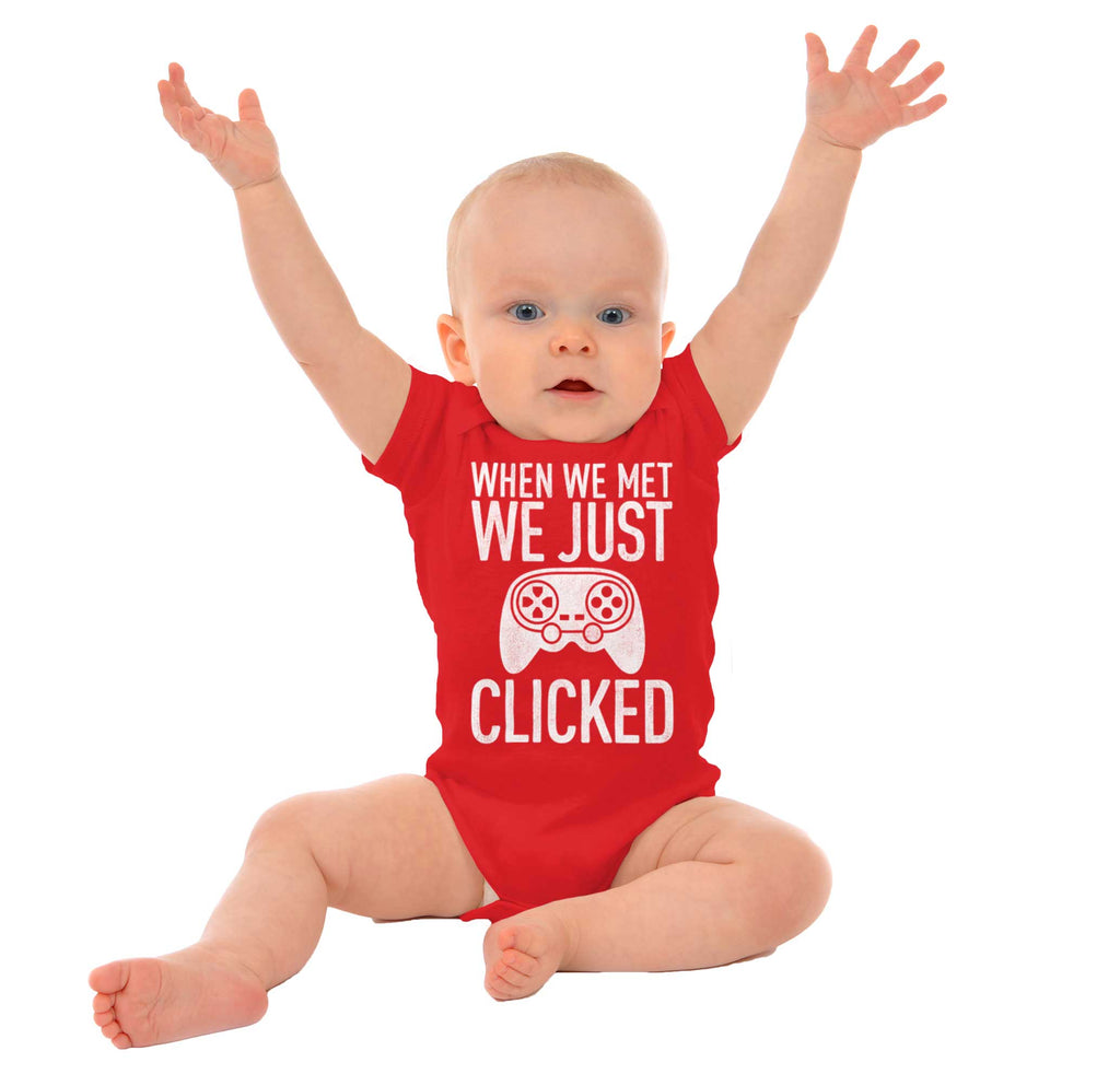 We Just Clicked Video Game Nerd Romper Bodysuit-Direct To Garment Print-Brisco Baby
