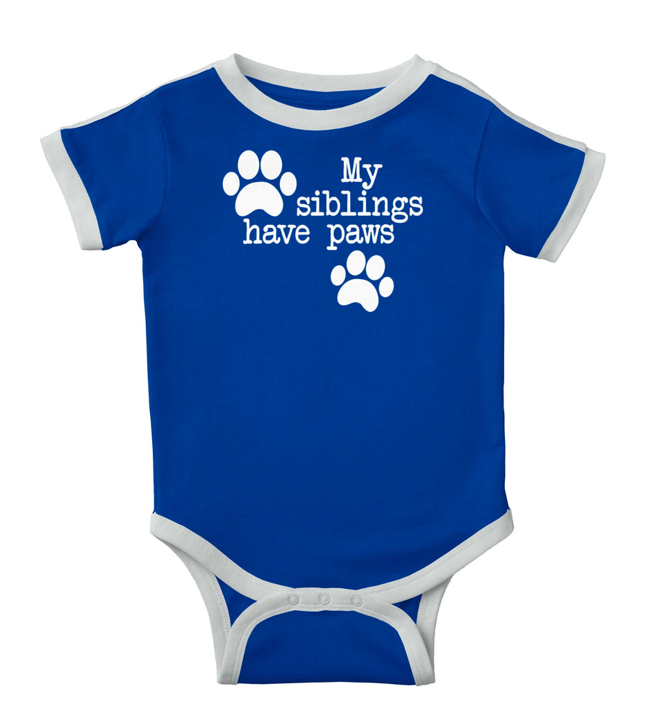 Siblings have paws Ringer Romper Bodysuit-Direct To Garment Print-Brisco Baby
