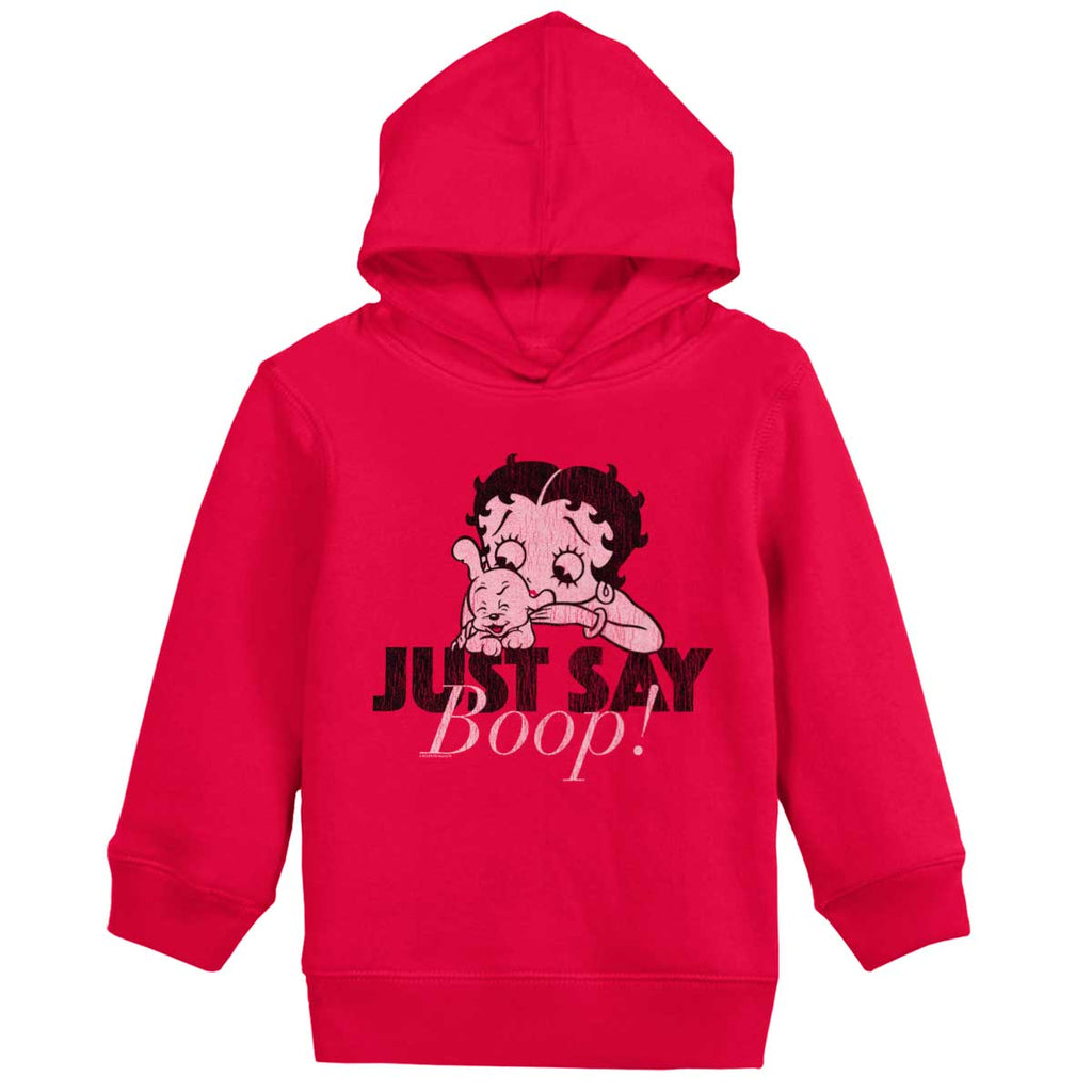 Just Say Boop Toddler Pullover Hoodie-Direct To Garment Print-Brisco Baby