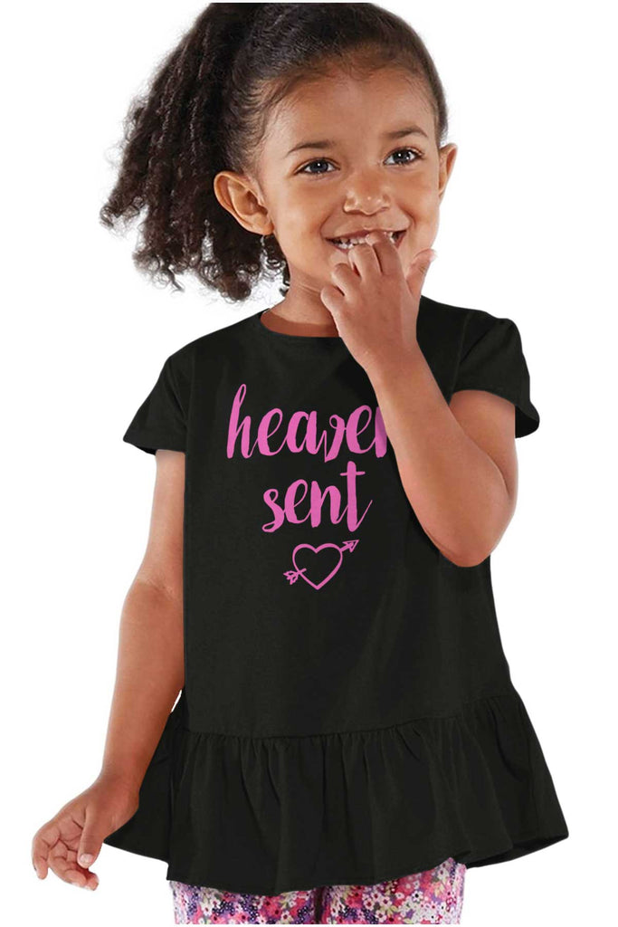 Heaven Sent Toddler Ruffle Bottom Tee-Direct To Garment Print-Brisco Baby