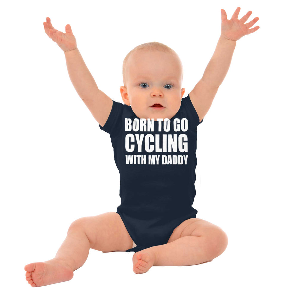 Cycling With Daddy Romper Bodysuit-Direct To Garment Print-Brisco Baby