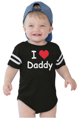 I Heart Daddy Football Romper Bodysuit-Direct To Garment Print-Brisco Baby